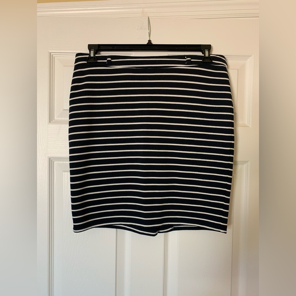 Verve Ami Black and White Striped Knee Length Pencil Skirt,‎ Size 12